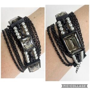 Multi Strand bracelet Matte Finish Grey Stones